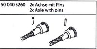 500405260  2 Stck Achse mit Pins ohne Gewinde FY10 FY8 FY5