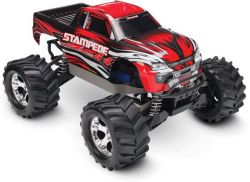 TRAXXAS STAMPEDE 4X4 ROT RTR +12V-LADER+AKKU 1/10 4WD MONSTER TRUCK BRUSHED