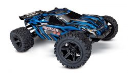 TRAXXAS RUSTLER 4X4 BLAU RTR +12V-LADER+AKKU 1/10 4WD STADIUM TRUCK BRUSHED